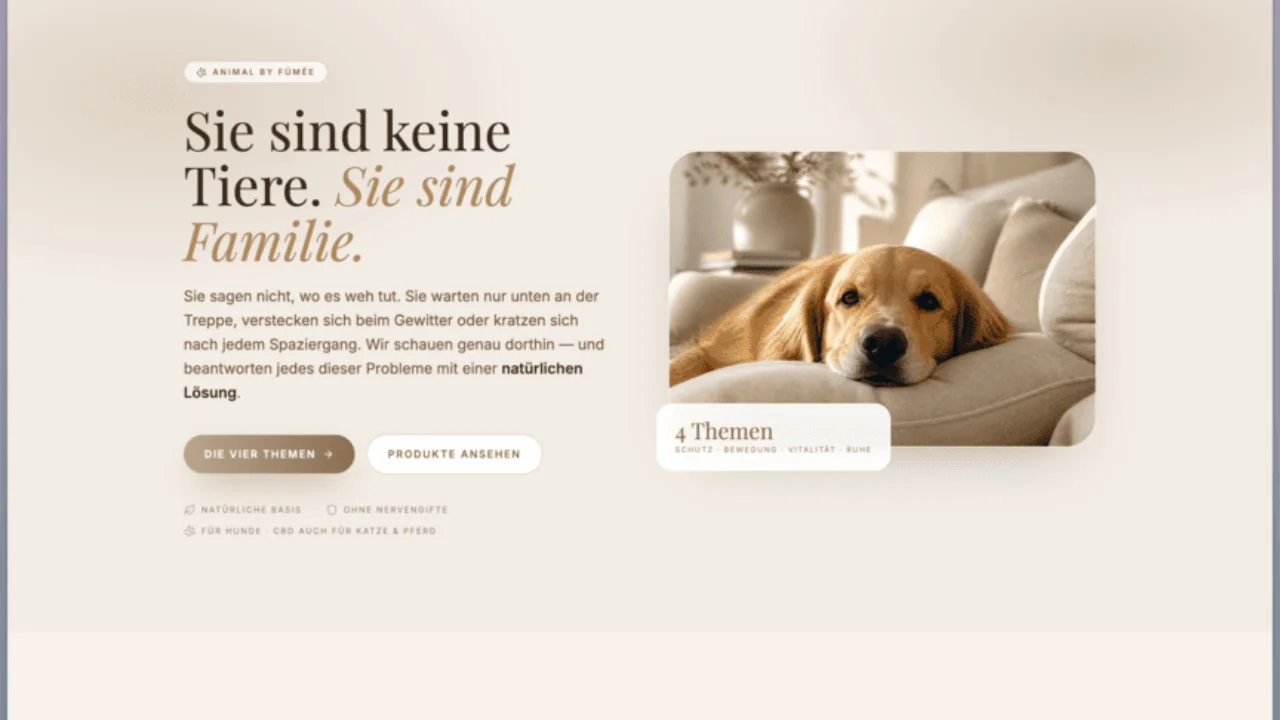 Vorschau der Landingpage Animal: Unsere Vierbeiner