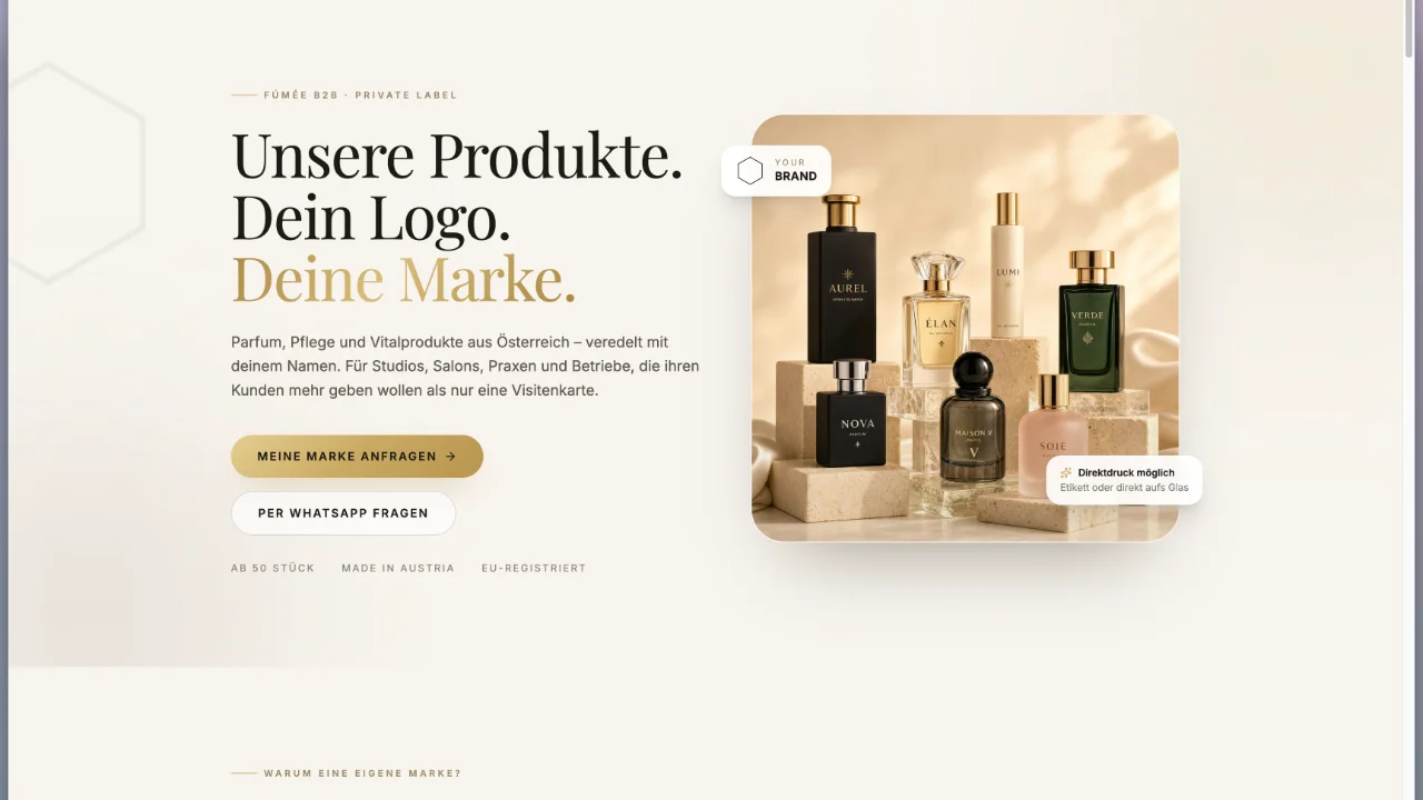 Vorschau der Landingpage B2B: Deine eigene Marke