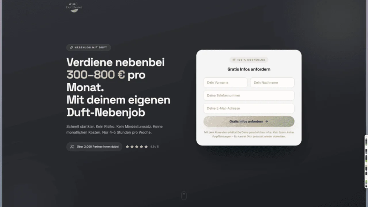 Vorschau der Landingpage Business: Nebenjob