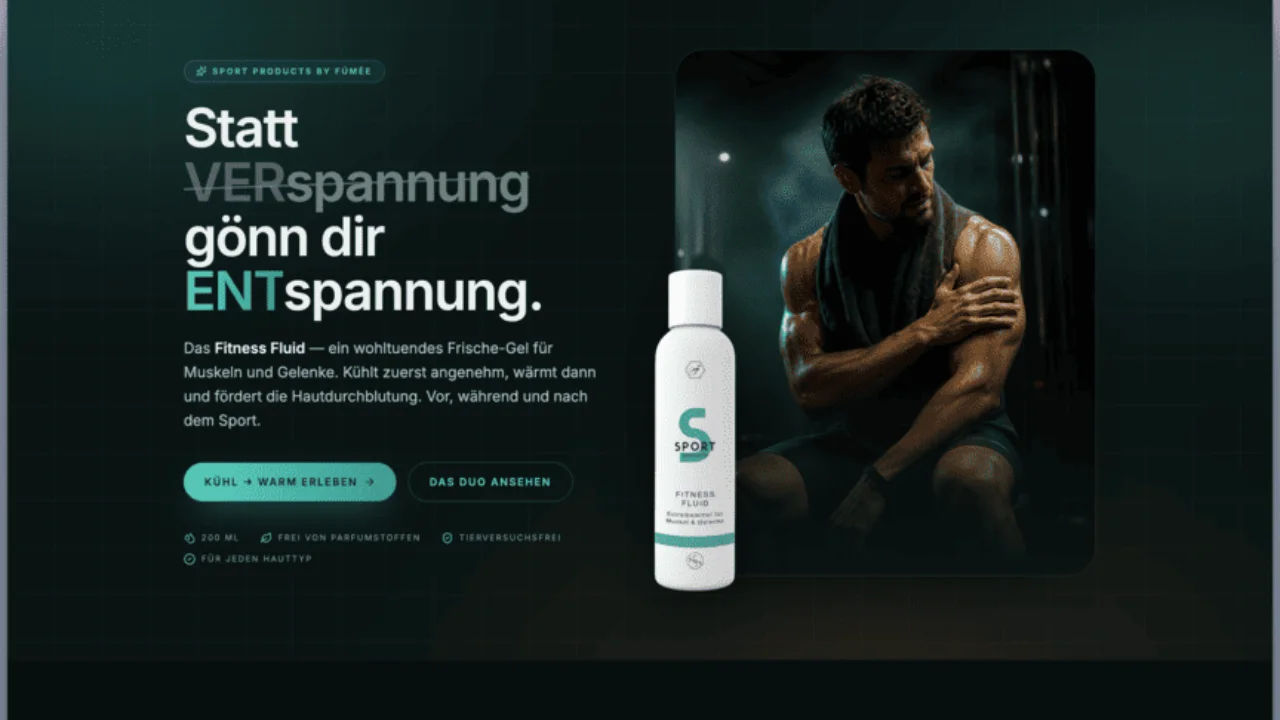 Vorschau der Landingpage Sport: Fitness Fluid & Duschlotion