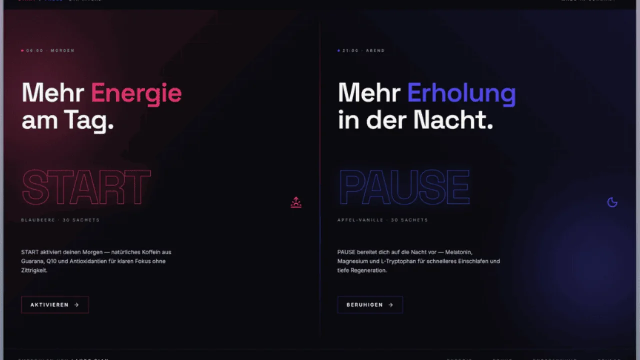Vorschau der Landingpage Start & Pause