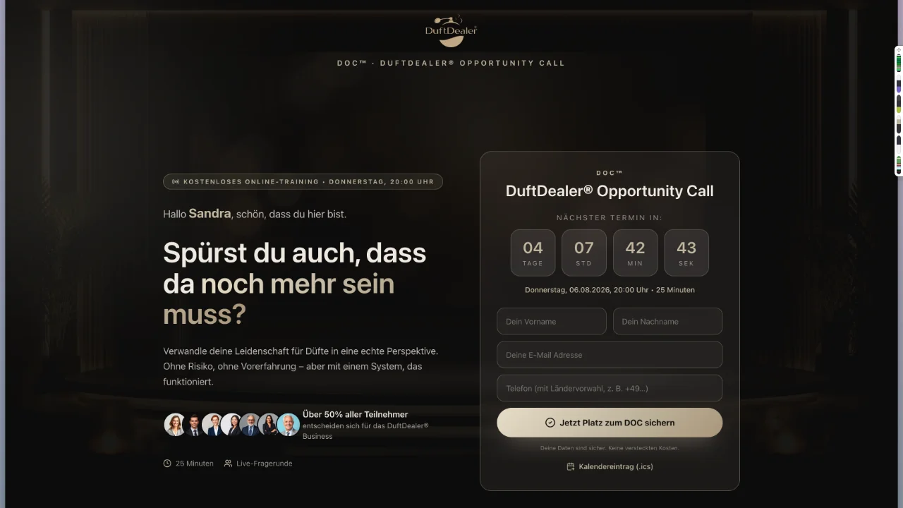 Vorschau der Landingpage Webinar: DOC – Opportunity Call