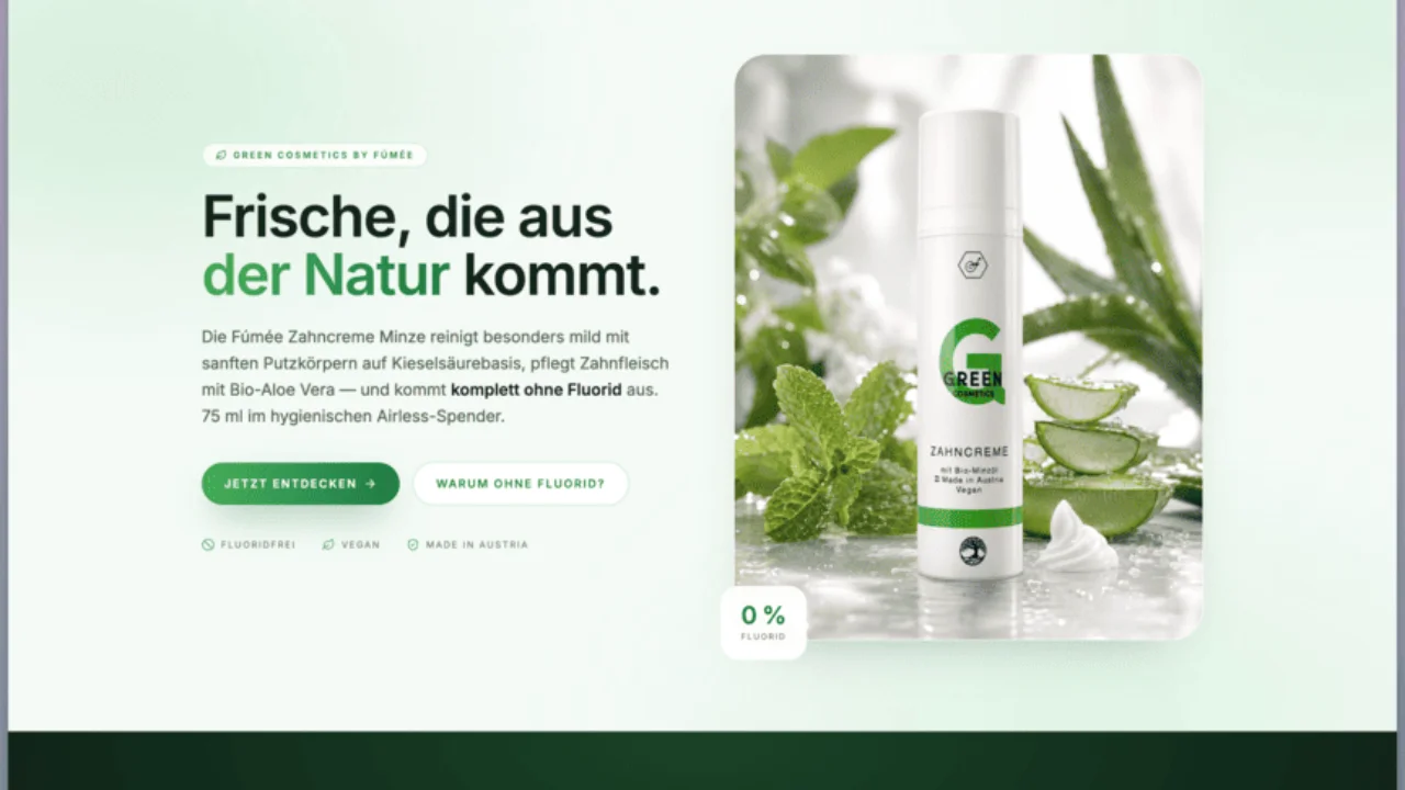 Vorschau der Landingpage Fúmée Zahncreme